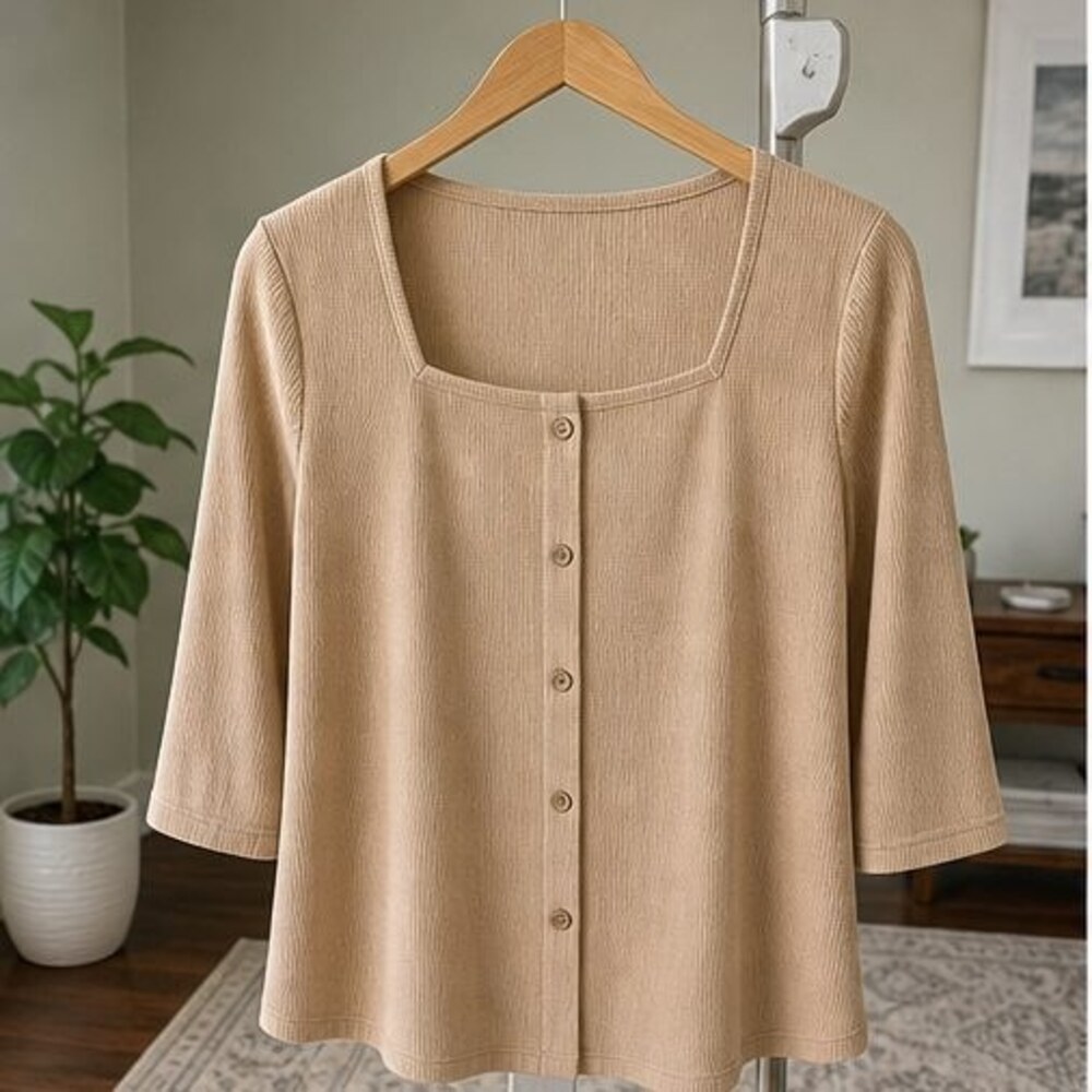 Camel Pleated Blouse